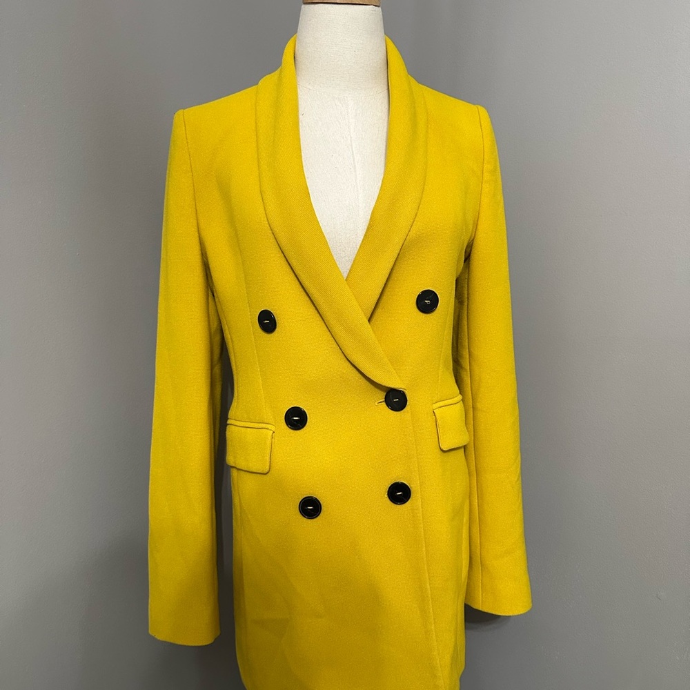 Zara Yellow Double-Breasted Blazer